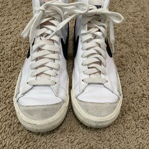 Nike White and Black High-Top Sneakers